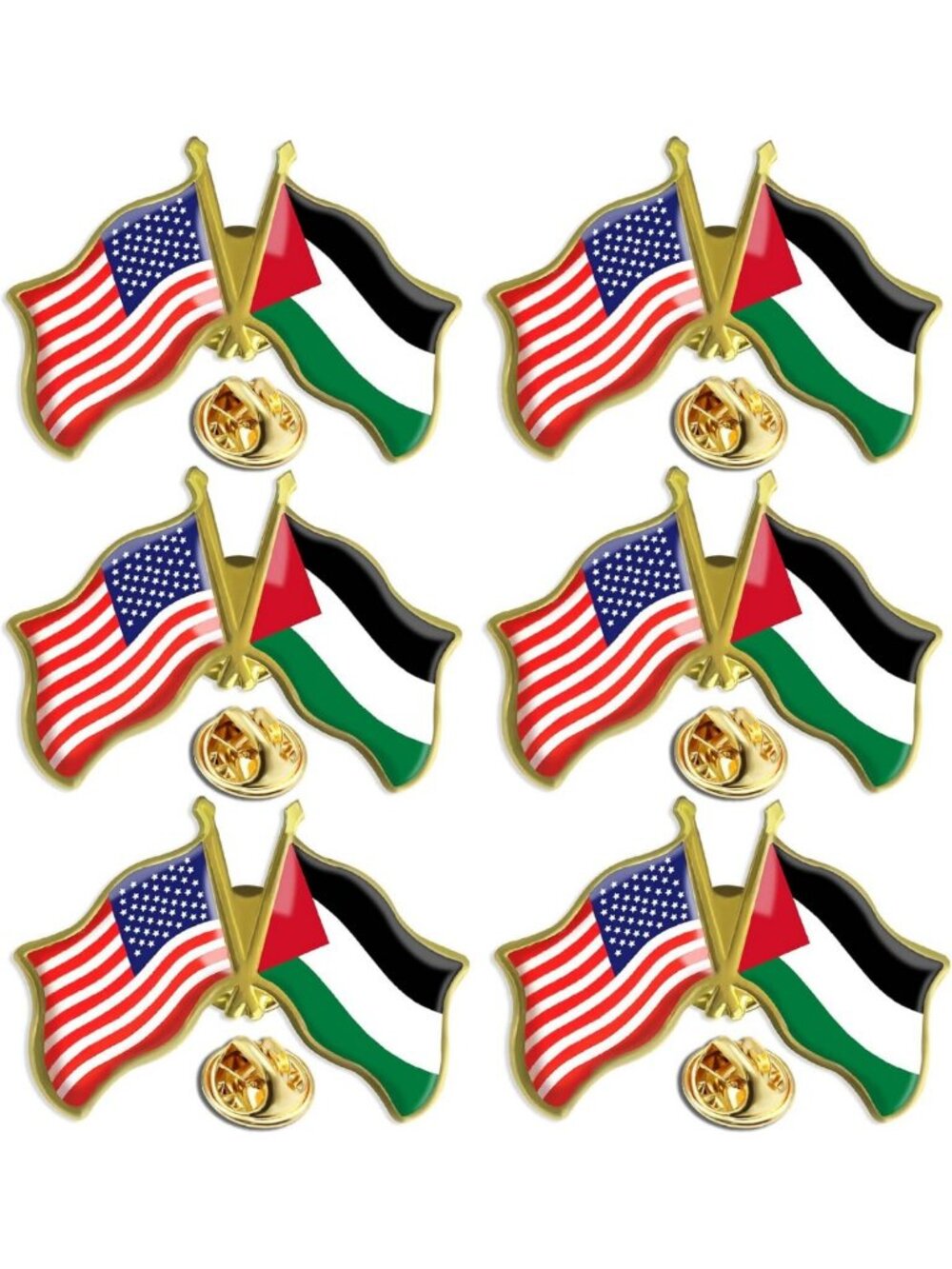 Bulk US Palestine Flag Lapel Pins - 1.5” Metal Brooches for Souvenirs & Gifts